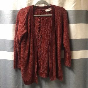 Pink rose LG chenille cardigan. EUC.